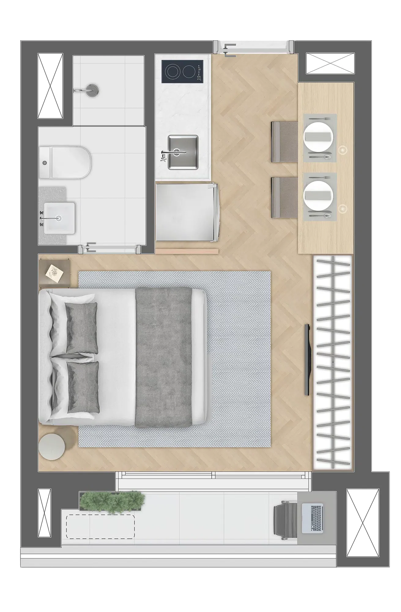 Planta Studio 21m²